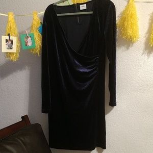Maternity navy velvet dress